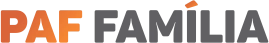 logo paf família laranja e cinza